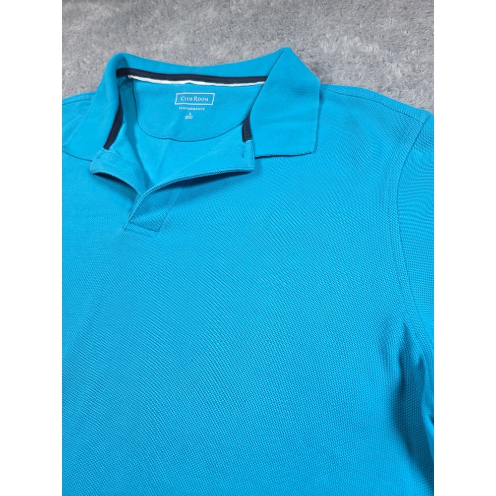 Club Room Performance Mens Polo Shirt Turquoise Blue Pique Short Sleeve Large - Picture 1 of 7